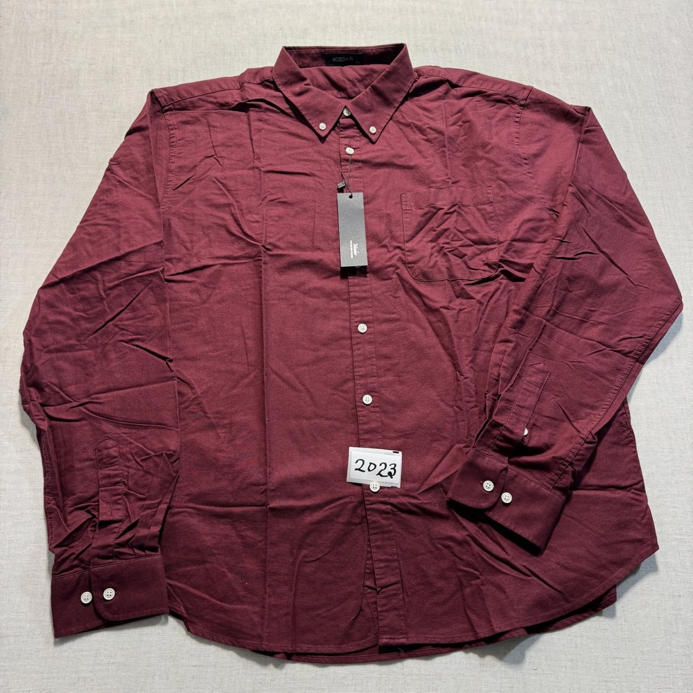 MCEDAR‎ Button Down Long Sleeve Shirt Men Sz 2XL Burgundy New With Tags